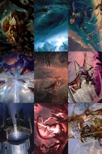 カード まとめ MTG アートカード 海門の旗騎士 轟く叱責 変遷の泉 帆凧の僧侶 針緑の小道 虹色の眺望 タジームの乱動魔道士 島 群れのシャンブラー