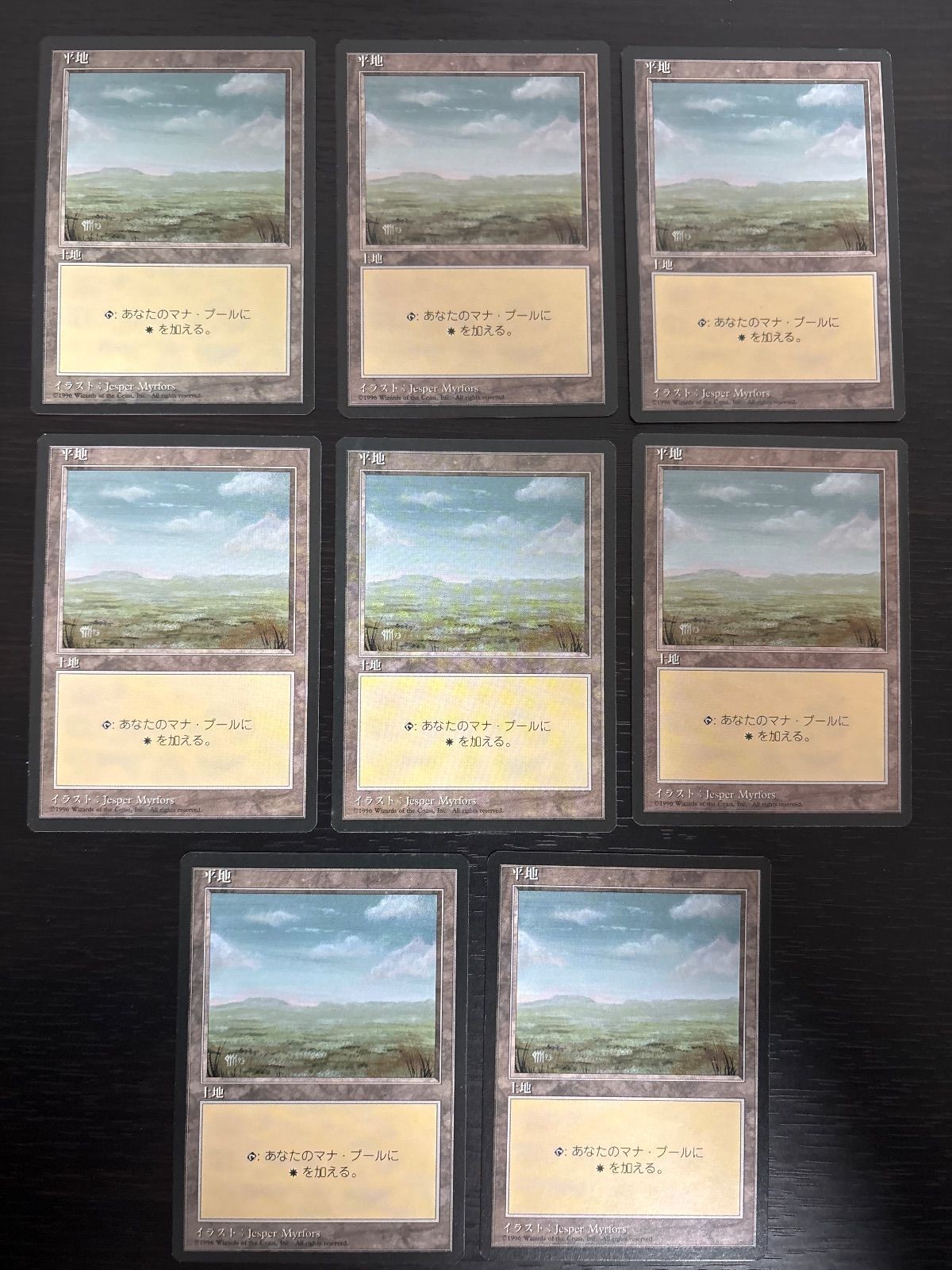 日黒 日本語 黒枠 基本土地 平地/Plains 8枚 型番統ー 日本語 JP まとめ MTG 基本土地 人気絵柄 旧枠