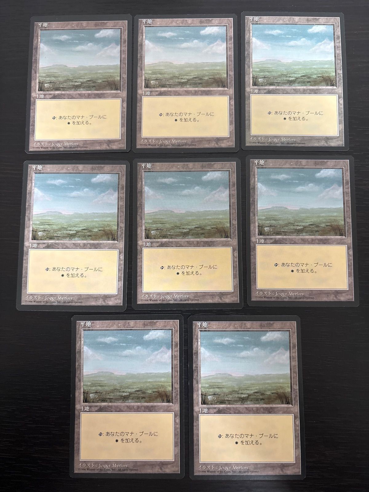 日黒 日本語 黒枠 基本土地 平地/Plains 8枚 型番統ー 日本語 JP まとめ MTG 基本土地 人気絵柄 旧枠