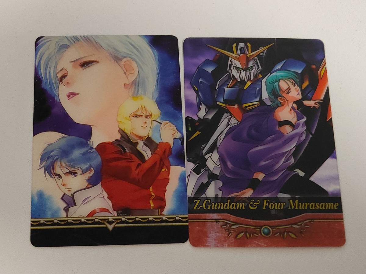機動戦士Zガンダム 森永ウエハースカード 2枚セット フォウ・ムラサメ サイコガンダム アムロ・レイ クワトロ・バジーナ シャア ハマン・カーン 北爪宏幸 イラスト コレクション レトロ 当時物 カードダス 美品 Z-Gundam Four