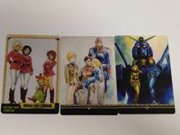 機動戦士ガンダム 森永チョコスナック ウエハースカード 3枚セット ザビ家肖像画 デギン ギレン ドズル キシリア ガルマ アムロ・レイ セイラ・マス ガンダム イラスト コレクション レトロ 希少 当時物 ジオン公国 地球連邦軍 サムネイル 1