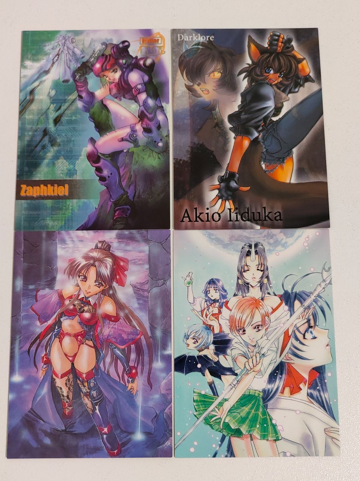 eb291【希少】アクエリアンエイジ サポーターズアクセサリー ザフキエル 飯塚秋緒 キャラクター&年表カード 4枚セット トレカ まとめ売り ブロッコリー レトロ アニメ 美少女 TCG コレクション