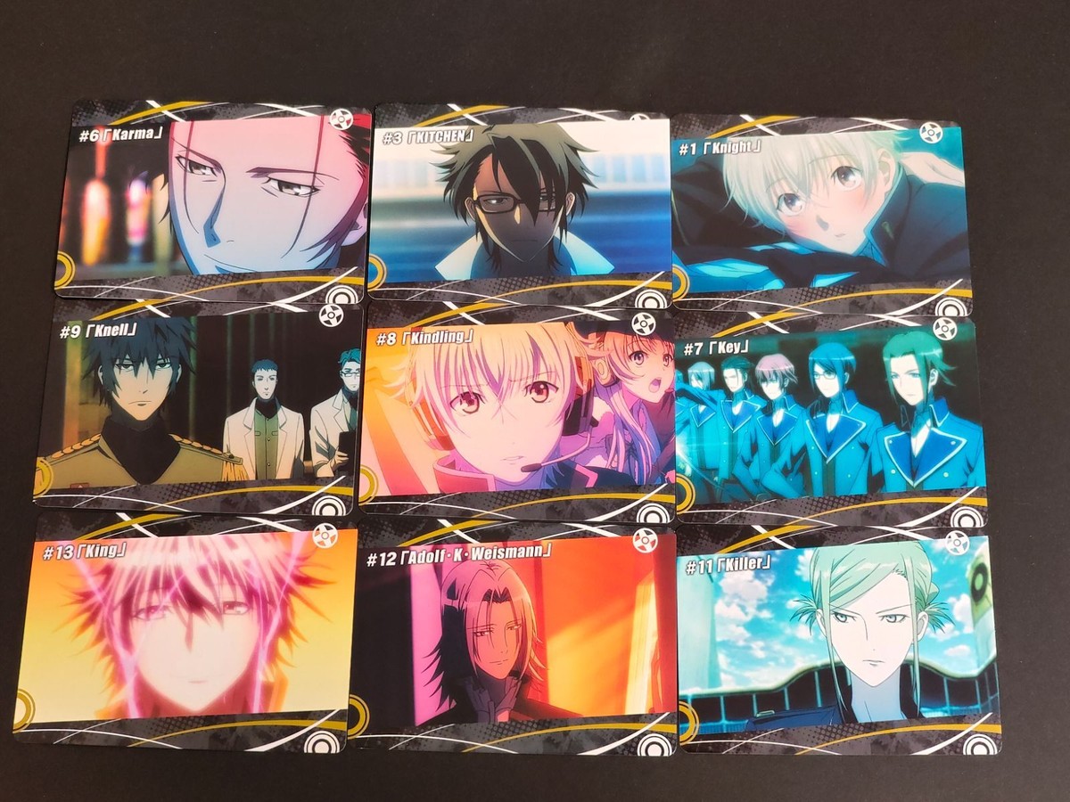 【アニメ K】K-Project 場面写 トレーディングカード 9枚セット 周防尊 宗像礼司 伏見猿比古 伊佐那社 淡島世理 ヴァイスマン ネコ セプター4 まとめ売り コレクション アニメグッズ