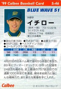 カード カルビー プロ野球チップス イチロー スターカード 1999年 S-46 サムネイル 2