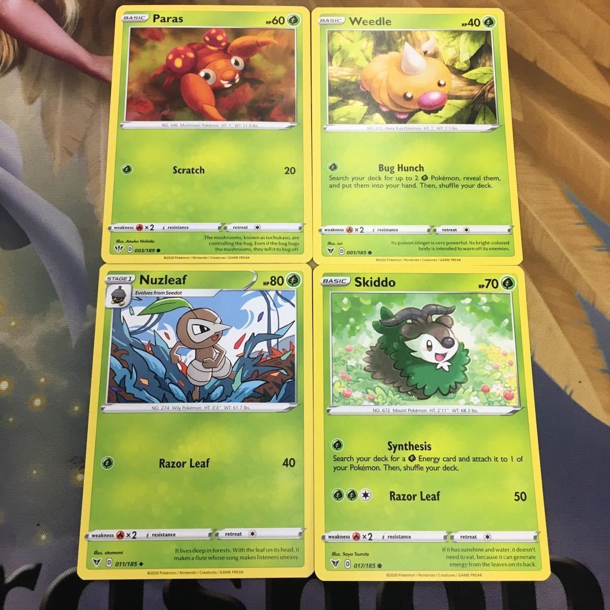 ポケモンカード 旧裏面 英語版 海外 4枚 コノハナ メェークル ビードル パラス 43