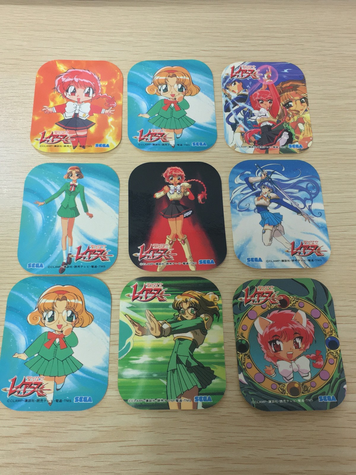 魔法騎士 レイアース 魔法騎士レイアース シール 当時品 非売品 まとめ カード まとめ シール 光 hikaru 風 fuu 海 umi 3人集合 プーちゃん 9枚 1 6 7 8 12 13 26 29 SEGA