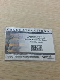 James Bond 007 The Living Daylights 007 ゼロゼロセブン カード コスチューム 当選品 カード Bomb Grenade Sack トレカ RC15 Rittenhouse Archives サムネイル 5