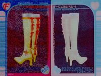 ラブベリ オシャレ魔女 ラブ ベリー カード まとめ フットウェア ハッピーボーダーソックス キャンディリボンブーツ ホワイトあつぞこサンダル 3枚 007-02F 020-05N 018-04A セガ クリアカード サムネイル 3