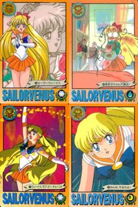 美少女戦士 セーラームーン カード まとめ キャラクター シーン 技 セーラーヴィーナス 美奈子ちゃん大暴走! ヴィーナス ラブ ミー チェーン!! みんな やるわよ! 4枚 110 111 79 バンダイ カードダス サムネイル 1