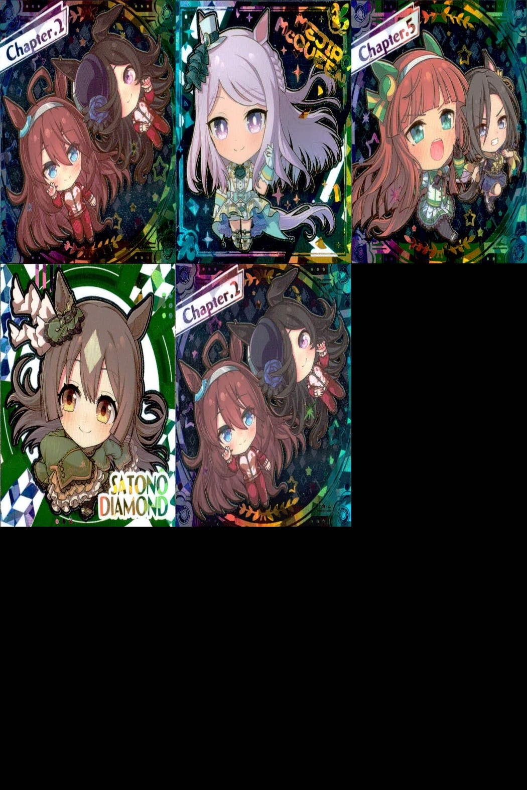 ウマ娘 プリティーダービー ウマ娘 シール まとめ カード まとめ Chapter.2 Chapter.5 ライスシャワー ミホノブルボン メジロマックイーン サイレンススズカ エアグルーヴ サトノダイヤモンド 5枚 バンダイ