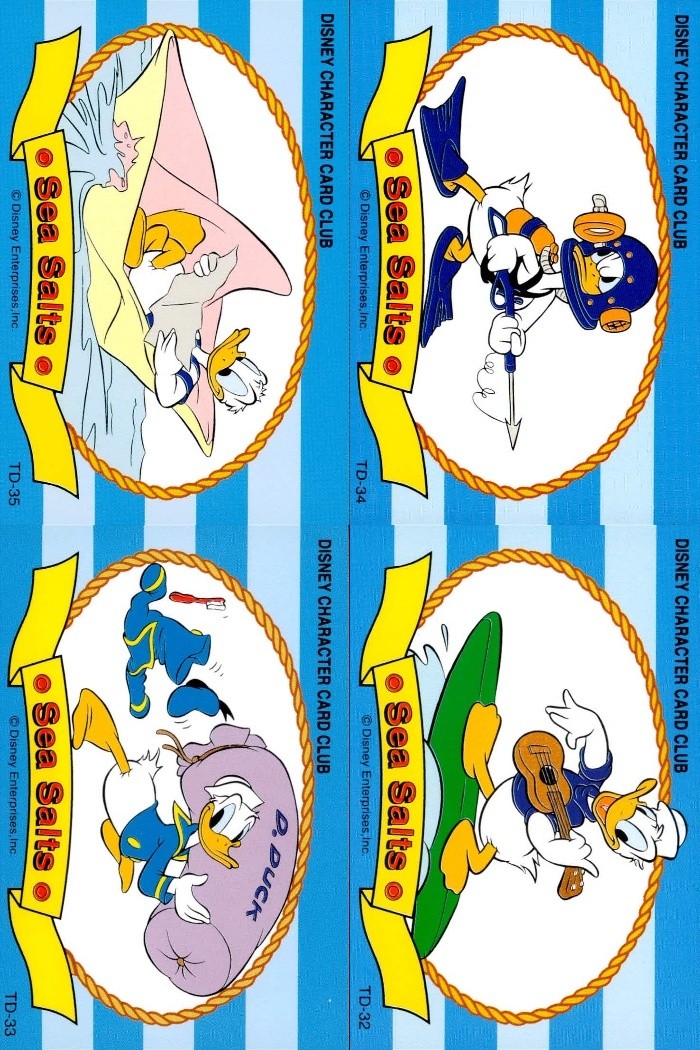 ディズニーキャラクターカードクラブ That's Donald! Sea Salts アマダ カード まとめ 血液型判断 海のクイズ ドナルドダック 4枚 TD-35 TD-34 TD-33 TD-32 食玩 キャラクター