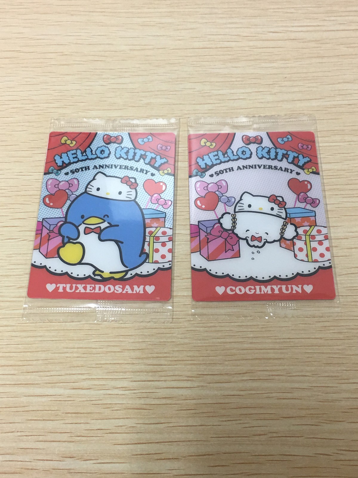 ハローキティ 50thアニバーサリー カード まとめ コレクション タキシードサム コギミュン 2枚 10 09 バンダイ 食玩