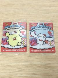 Hello Kitty 50th Anniversary Bandai 2 Cards Pompompurin Cinnamoroll LOT unopened