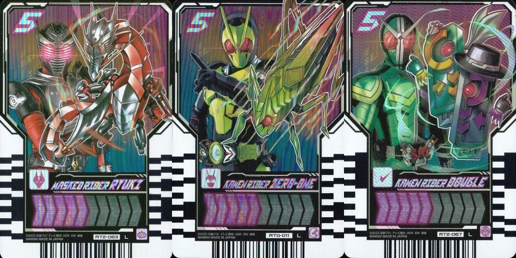 仮面ライダーガッチャード ライドケミートレカ 仮面ライダーガッチャード ライドケミー カード まとめ 仮面ライダー龍騎 仮面ライダーゼロワン 仮面ライダーダブル 3枚 RT2-063 RT0-011 RT2-067 バンダイ 食玩