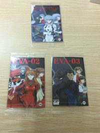 新世紀エヴァンゲリオン エヴァンゲリオン ウエハース カード まとめ エヴァンゲリオン 零号機 EVA-00' 弐号機 EVA-02 参号機 EVA-03 3枚 E-07 E-06 E-08 バンダイ ウエハース サムネイル 1