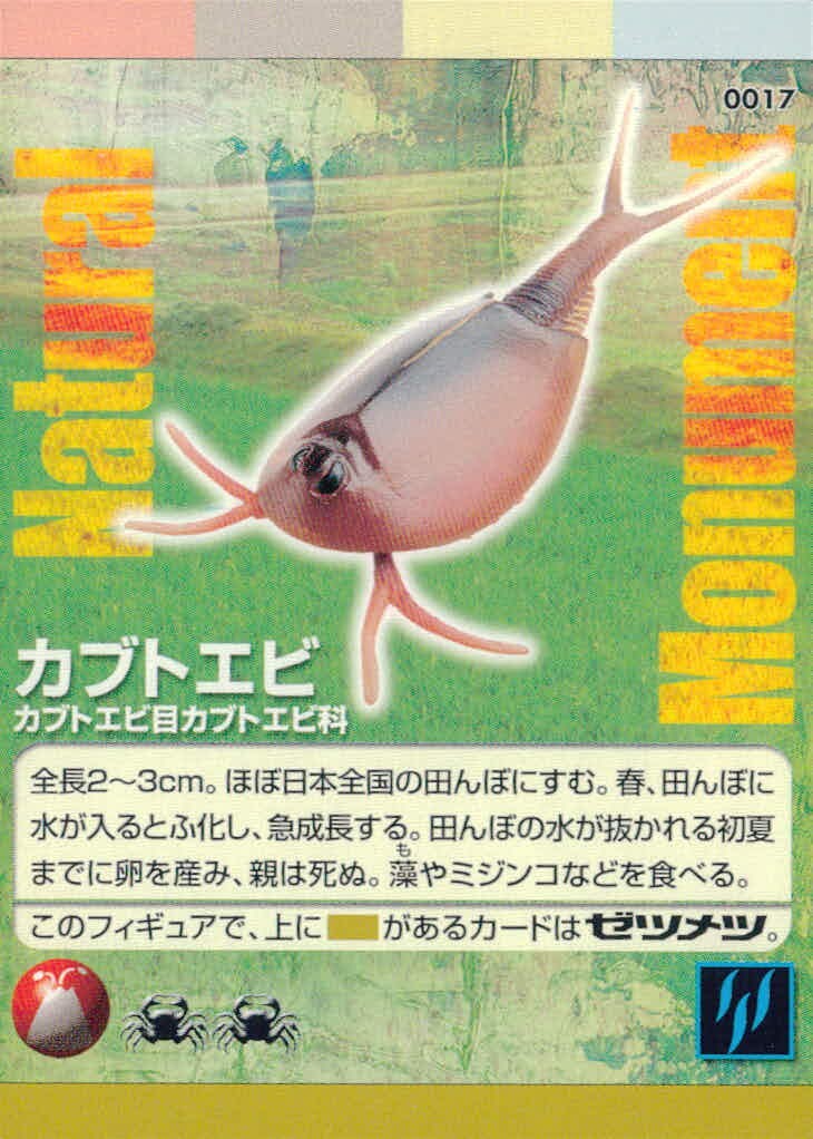 ナチュラルモニュメンツ Natural Monuments わがままな天然列島 日本の天然記念物 Natural monuments わがままな天然列島 カード カード カブトエビ トレカ 0017 海洋堂 小学館