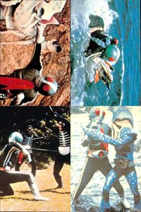 カルビー仮面ライダーチップス 仮面ライダー カルビー カード 石森プロ 東映 カード まとめ 1999年版 2003年版 きいたぞ!ライダーパンチ ギリザメスとライダーの戦い 戦闘員とライダーの戦い 4枚 210 204 207 サムネイル 1