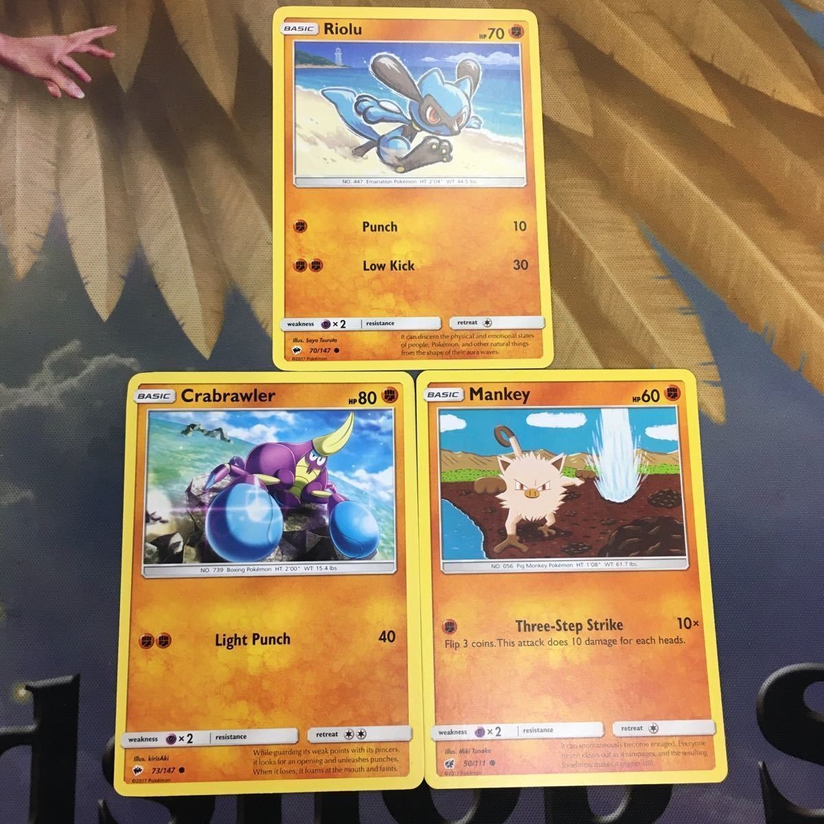 ポケモンカード 旧裏面 英語 海外版 3枚 リオル マケンカニ マンキー 5