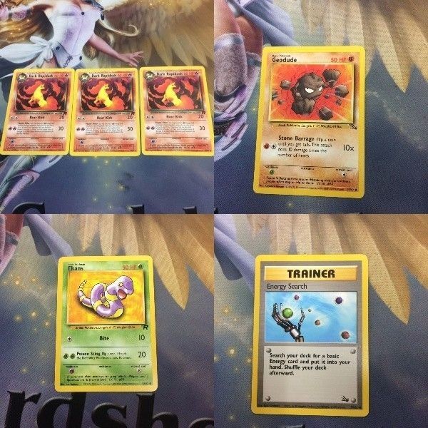 ポケモンカード 旧裏面 海外 英語版 3枚 イシツブテ アーボ エネルギー転送 わるいギャロップ 31 27 60 46