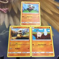 Pokemon Card Old Back English 3pc Stufful Cubone Mankey