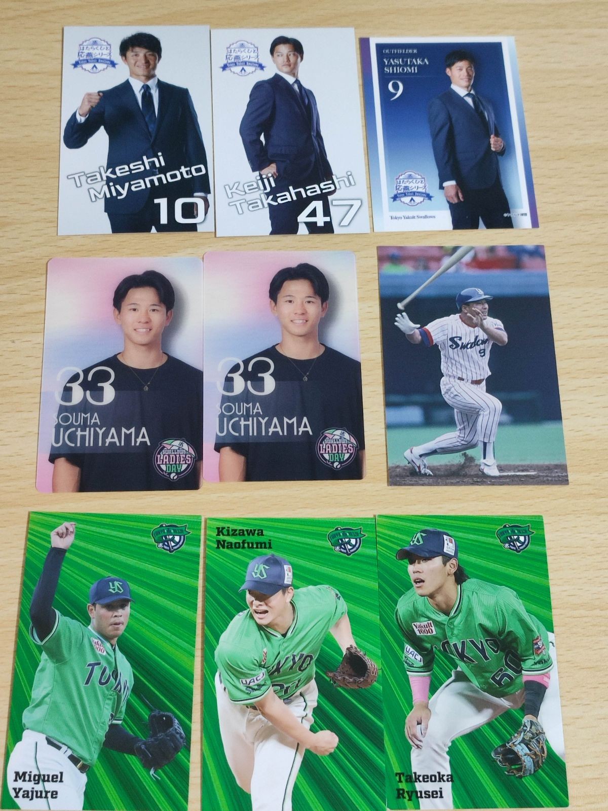 働く人応燕シリーズ 名刺 高橋奎二 宮本丈 選手 名刺カード 燕プロジェクト カード 杉浦享 クリアカード 内山 記念カード