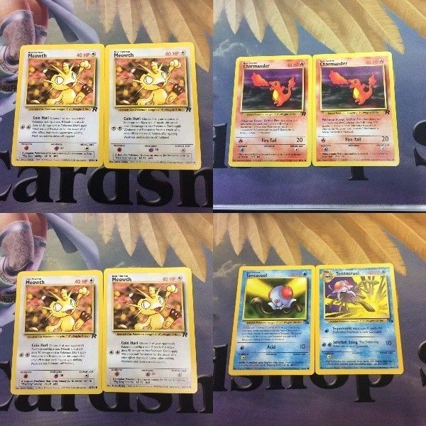 ポケモンカード 旧裏面 海外 英語版 2枚 ニャース ヒトカゲ メノクラゲ 22 61 24 ドククラゲ 71