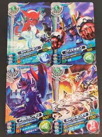 デジクロ デジモンクロスウォーズ カード まとめ デジモン シャウトモン バリスタモン メタルグレイモン シャウトモンX4 4枚 DP-01 DP-02 DP-14 DP-08 バンダイ データカードダス サムネイル 1