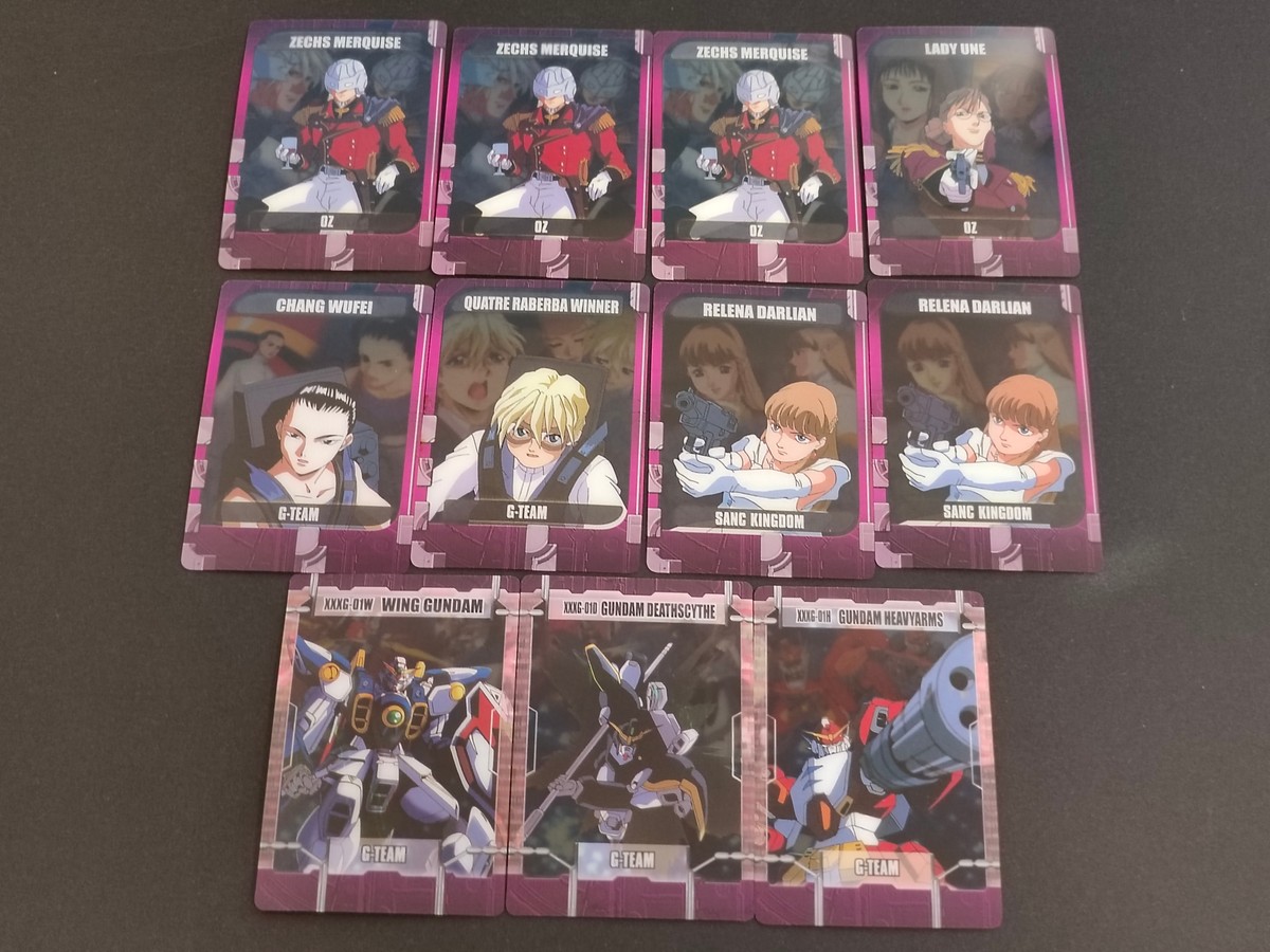 新機動戦記 ガンダムW カード まとめ キャラクター MS ゼクス マーキス レディ アン 張五飛 カトル ラバーバ ウィナー リリーナ ダーリアン ウイングガンダム ガンダムデスサイズ ガンダムヘビーアームズ 11枚 バンダイ