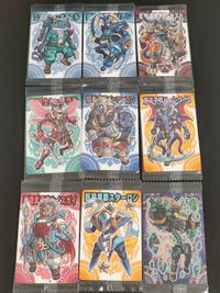 神羅万象チョコ カード まとめ コマンドー ガマエル 貝住子爵ガリアン 剛鉄騎電アンガスト 茜剣士レッドラル 猛牛子爵バッファロン 魂送子爵ハーレクイン 愛羅武勇者ナイスガイ 巨星男爵スターロン 能邪神エクソーシア 9枚 バンダイ サムネイル 1
