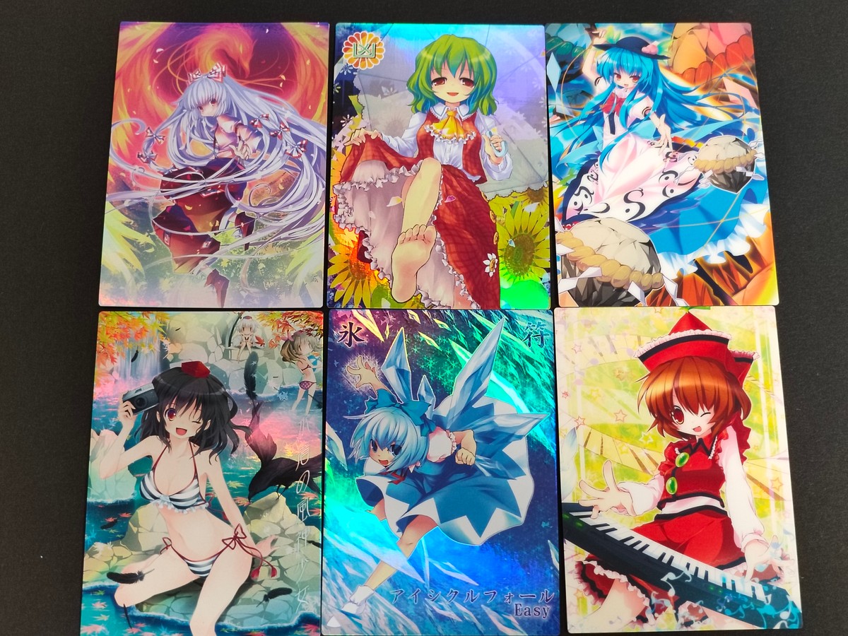 東方雅華乱舞 TRADING CARD カード まとめ 健康長寿 水青の風神少女 氷符「アイシクルフォール」Easy 藤原妹紅 風見幽香 比那名居天子 射命丸文 チルノ リリカ プリズムリバー 6枚 GA6024 GA2006