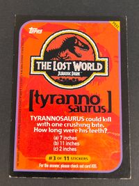 The Lost World: Jurassic Park Tyrannosaurus トレカ #3 of 11 Stickers Topps sticker card サムネイル 2