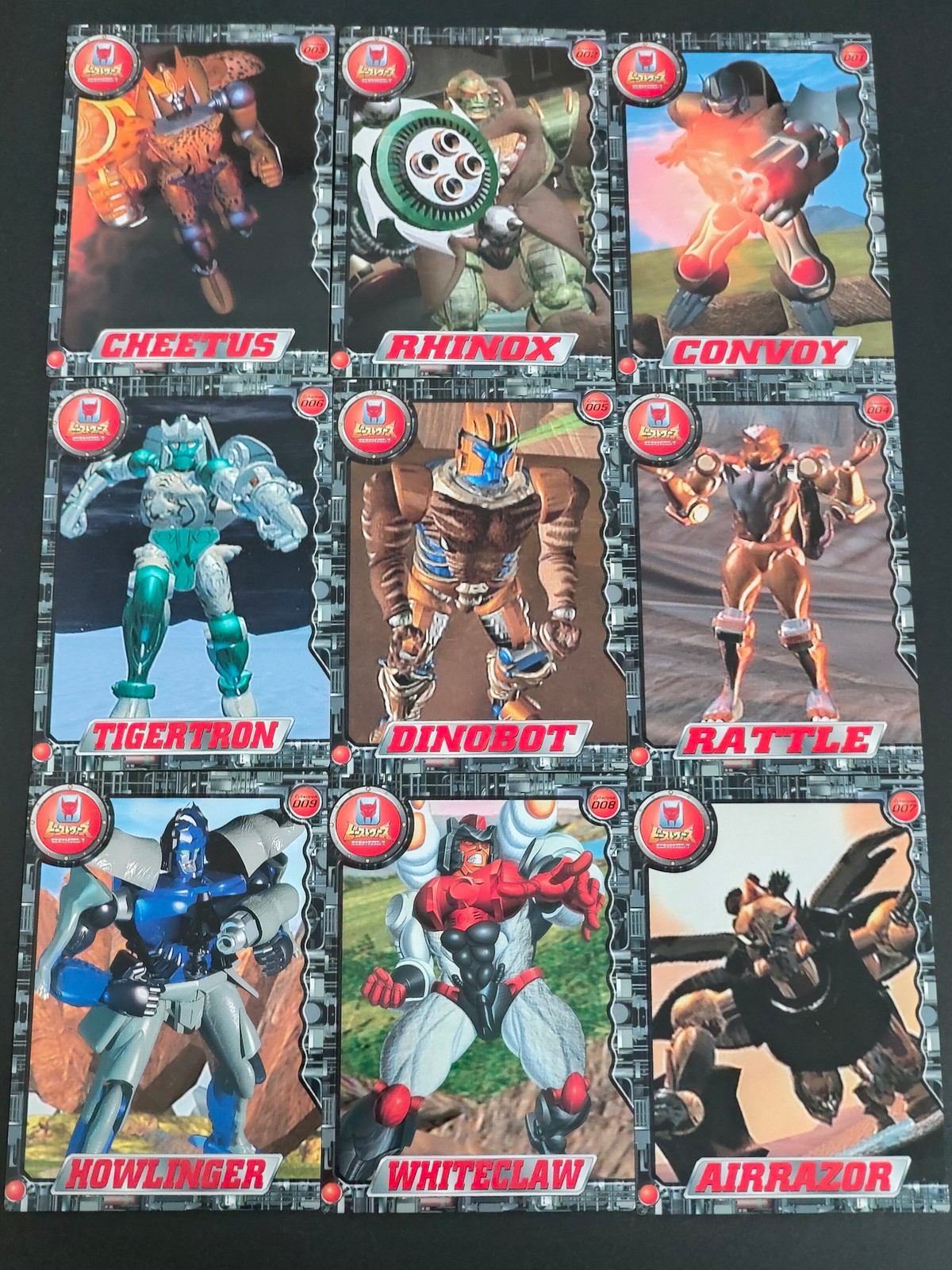 ビーストウォーズ 超生命体トランスフォーマー カード まとめ キャラクター チータス ライノックス コンボイ タイガトロン ダイノボット ラットル ハウリンガー ホワイトクロー エアラザー 9枚 003 002 001 006