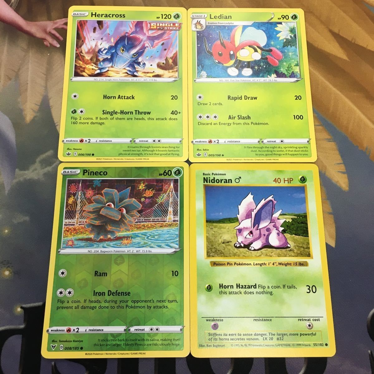 ポケモンカード 旧裏面 英語版 海外 ニドラン♂ クヌギダマ レディアン ヘラクロス 42