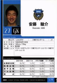 安藤駿介 川崎フロンターレ サッカー 日本代表 Jリーグ カルビー カード 直筆サイン サムネイル 2
