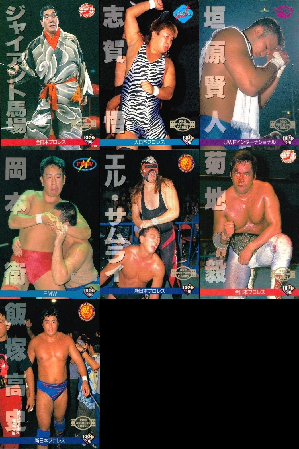カード プロレス まとめ 志賀 悟 垣原 賢人 岡本 衛 エル 侍 菊地 毅 ジャイアント 馬場 飯塚 高史 BBM 96