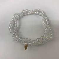 Y1 2連 ブレスレット ハンドメイド ビーズ ラウンドビーズ クリア ダブル うさぎ パール調 兎 チーター ラビット まとめ サムネイル 2
