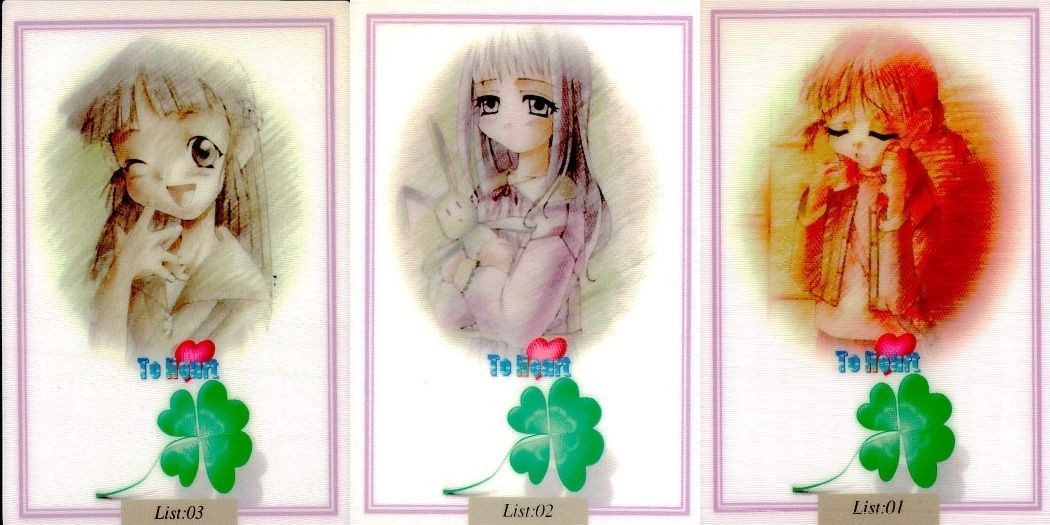 ToHeart トゥハート カード まとめ リスト 3種 神岸 あかり 来栖川芹香 LEAF リーフ ティーアイ 美少女 bp534 o20