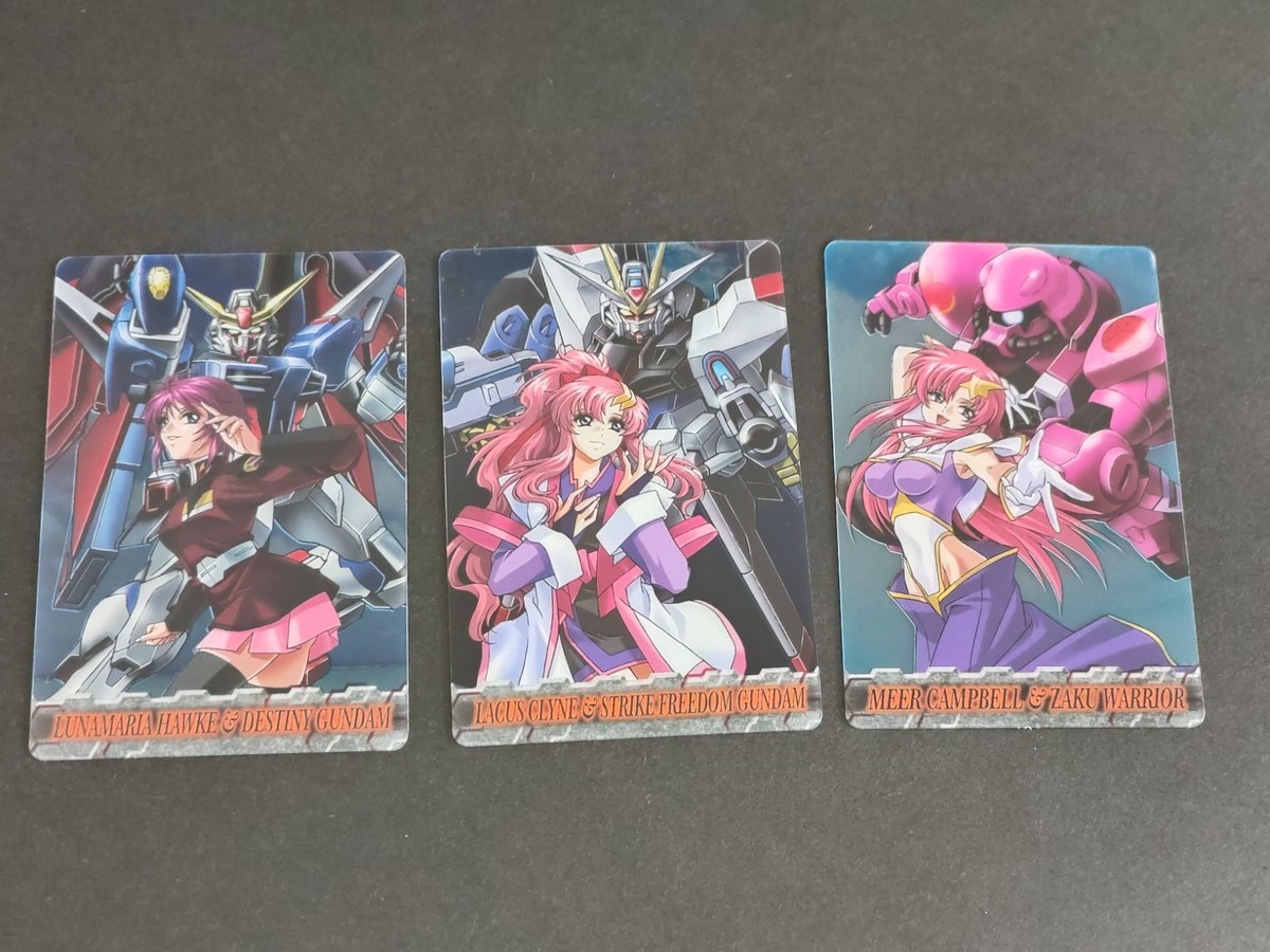ガンダム ヒロイン ウエハース カード 森永 まとめ クリアカード ウェファーチョコ ラクスクライン & フリーダムガンダム ルナマリア・ホーク ミーアキャンベル ザクウォーリア 181 182 183