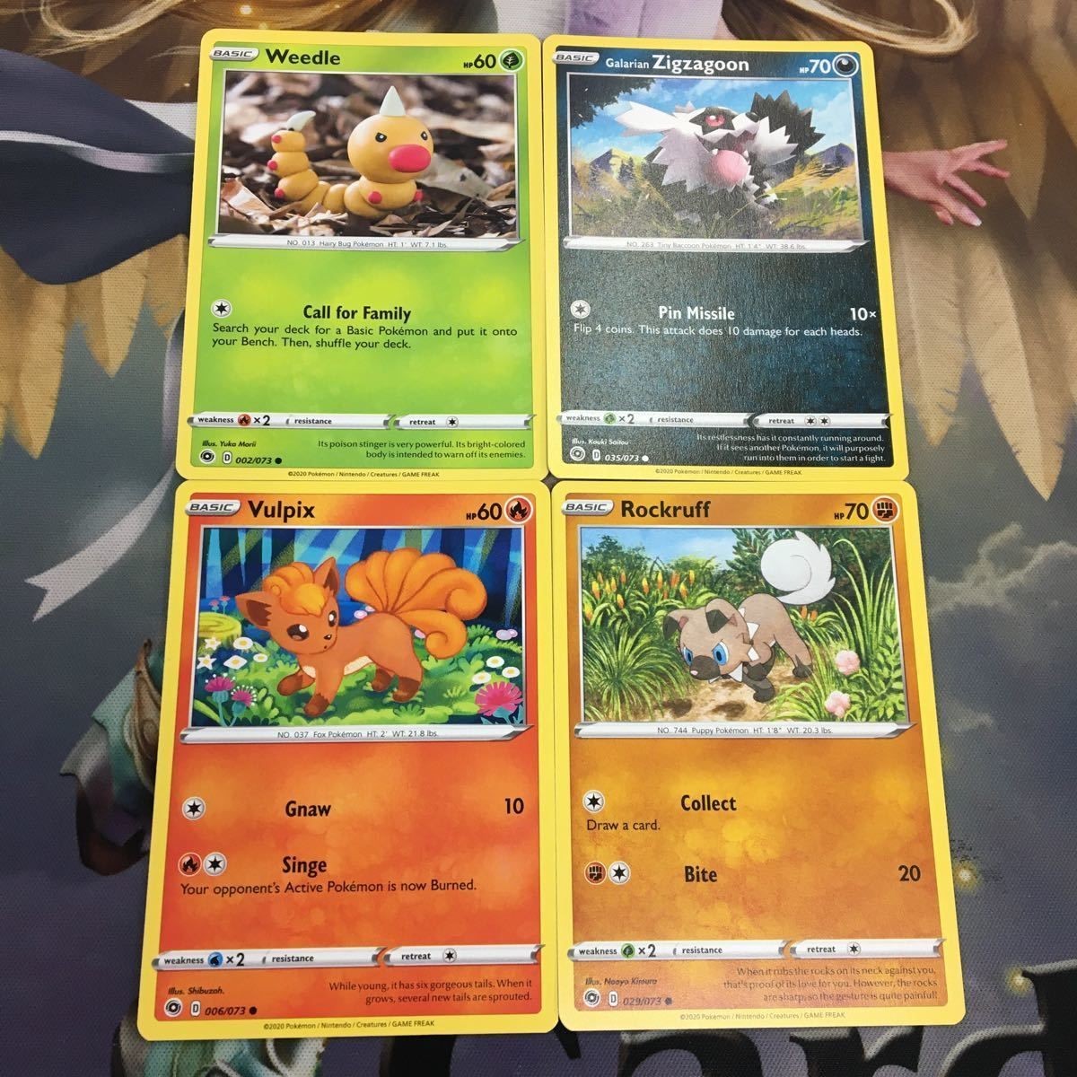 ポケモンカード 旧裏面 英語版 海外 ビードル ジグザグマ ロコン イワンコ Weedle Galarian Zigzagoon Vulpix Rockruff 38